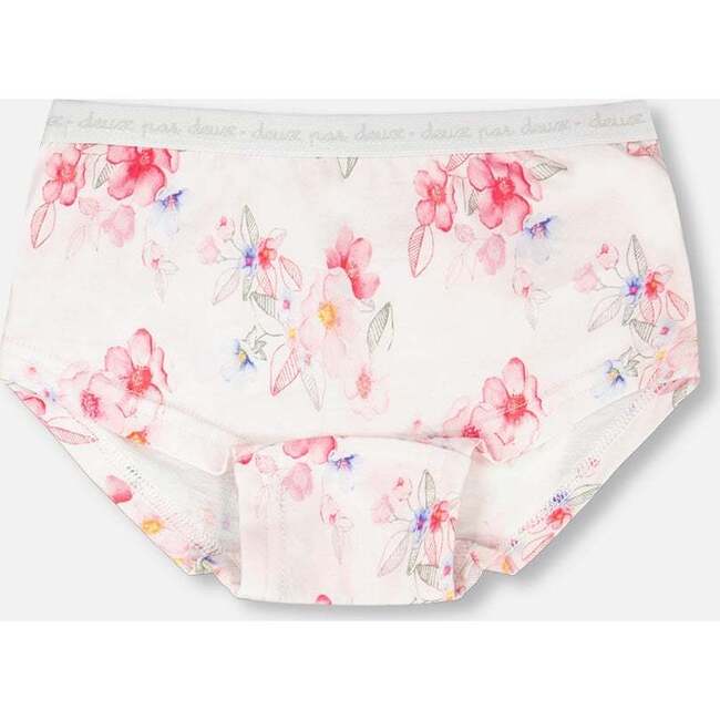 Organic Cotton Boyshort Panty, Pink Printed Flowers