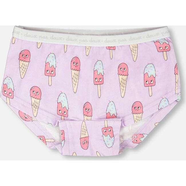 Organic Cotton Boyshort Panty, Lilac Printed Ice Creams