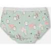 Organic Cotton Boyshort Panty, Green Kitten Print - Underwear - 2