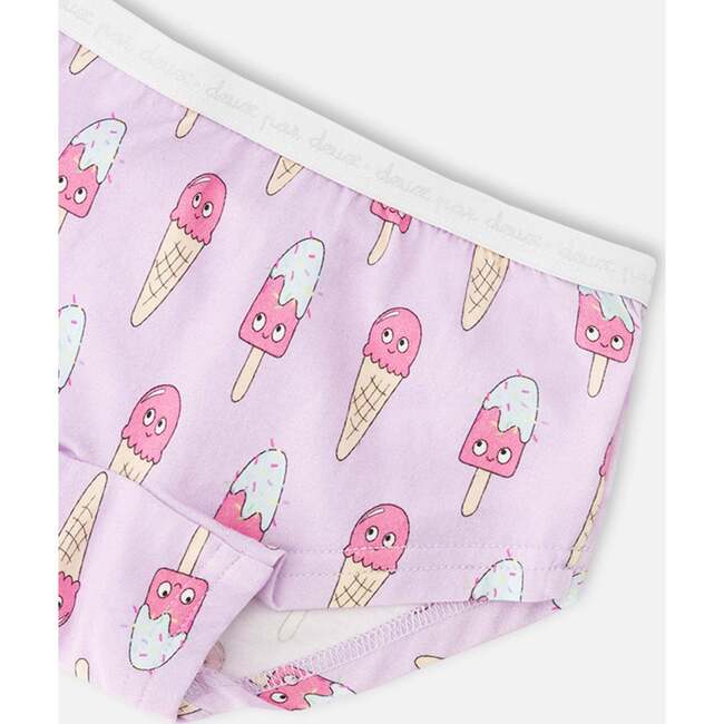 Organic Cotton Boyshort Panty, Lilac Printed Ice Creams - Underwear - 3