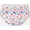 Organic Cotton Boyshort Panty, Blue Smiling Flower Print - Underwear - 1 - thumbnail