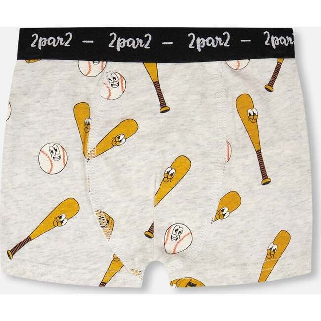 Organic Cotton Boxer Grey Mix Baseball Print, Grey Mix Baseball Print