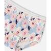 Organic Cotton Boyshort Panty, Blue Smiling Flower Print - Underwear - 3