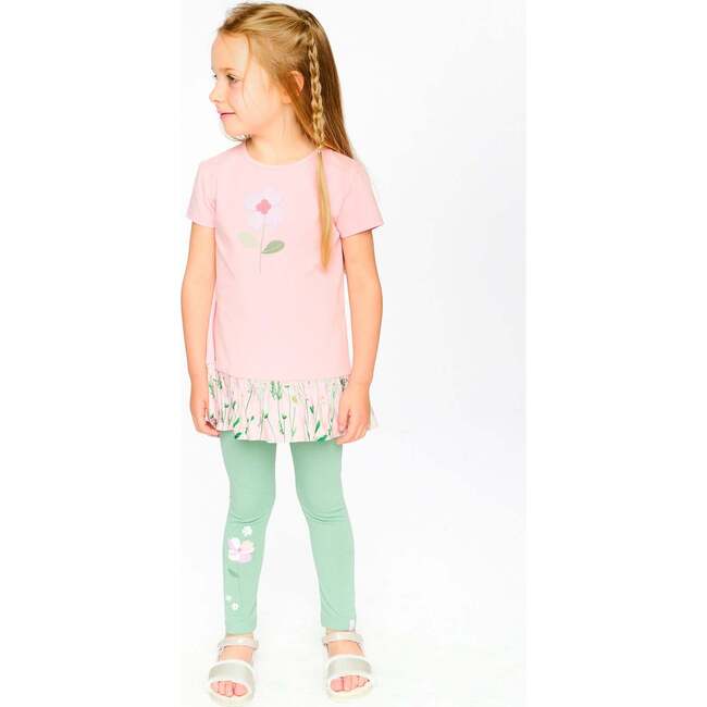 Organic Cotton Bi-Material Tunic With Ruffle, Dusty Pink