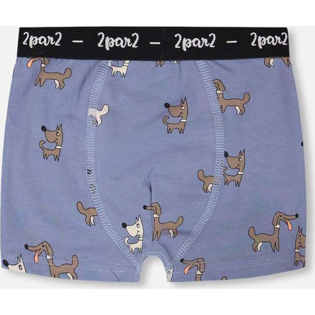 Organic Cotton Boxer Blue Dog Print, Blue Printed Dogs