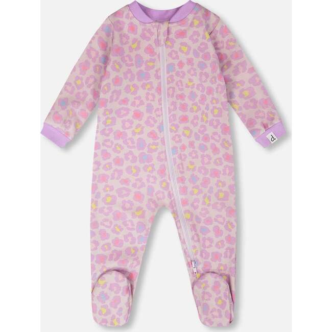 Organic Cotton Baby One-Piece Pajamas, Purple Animal Print