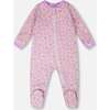 Organic Cotton Baby One-Piece Pajamas, Purple Animal Print - Pajamas - 1 - thumbnail