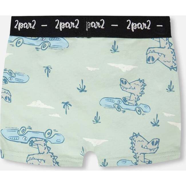 Organic Cotton Boxer, Green Printed Crocodiles