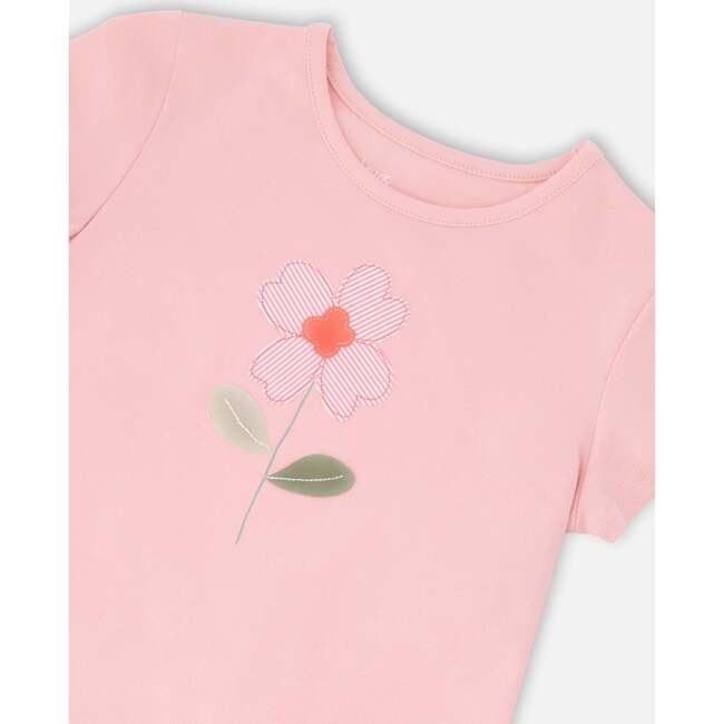 Organic Cotton Bi-Material Tunic With Ruffle, Dusty Pink - T-Shirts - 4