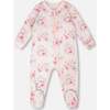 Organic Cotton Baby One-Piece Pajamas, Pink Printed Flowers - Pajamas - 1 - thumbnail