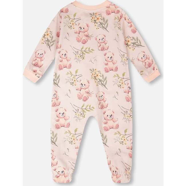 Organic Cotton Baby One-Piece Pajamas, Pale Rose Bear Print
