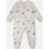 Organic Cotton Baby One-Piece Pajamas, Grey Elephant Print - Pajamas - 1 - thumbnail