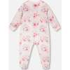 Organic Cotton Baby One-Piece Pajamas, Pink Printed Flowers - Pajamas - 2 - thumbnail