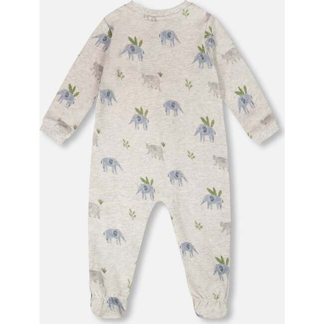 Organic Cotton Baby One-Piece Pajamas, Grey Elephant Print