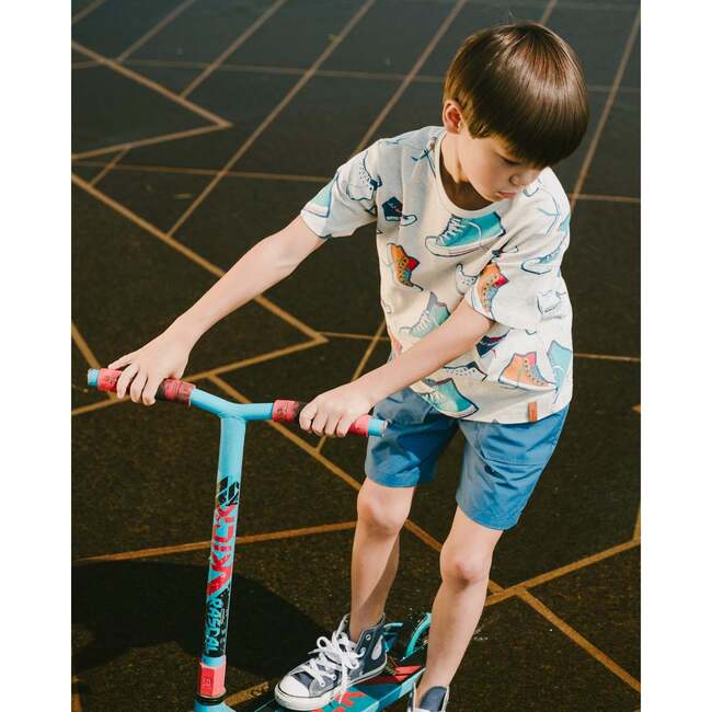 Organic Cotton Jersey T-Shirt, Grey Mix Printed Shoes