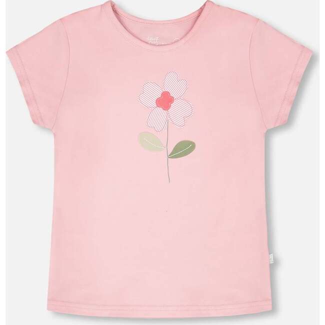 Organic Cotton Jersey T-Shirt, Flower Dusty Pink