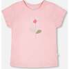 Organic Cotton Jersey T-Shirt, Flower Dusty Pink - T-Shirts - 1 - thumbnail
