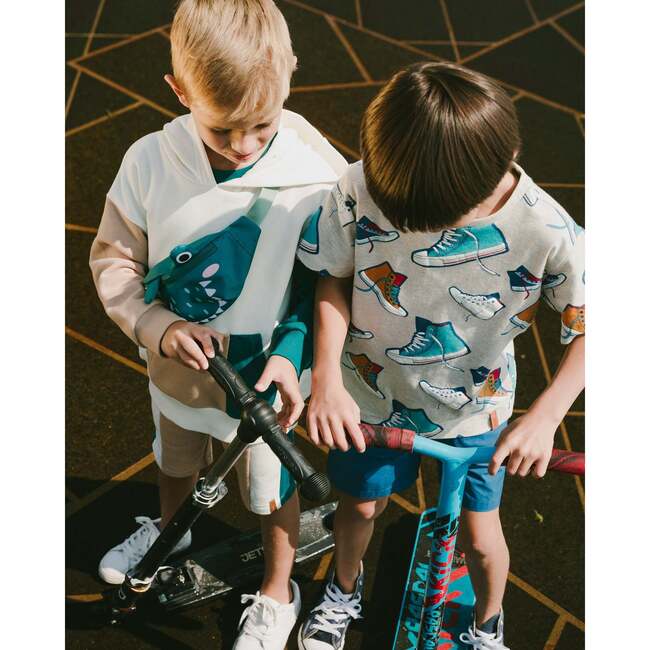 Organic Cotton Jersey T-Shirt, Grey Mix Printed Shoes - T-Shirts - 3