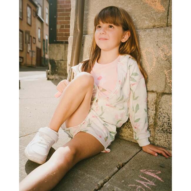 Organic Cotton Jersey T-Shirt, Flower Dusty Pink