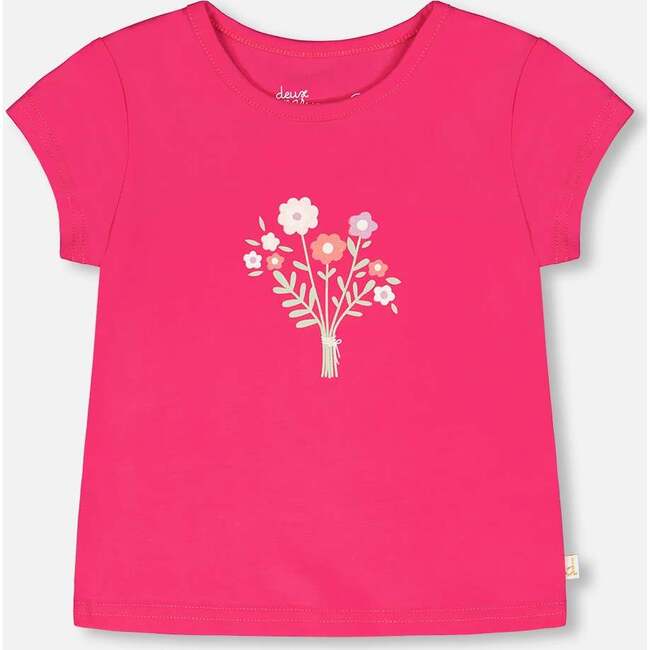 Organic Cotton Jersey T-Shirt, Flowers Pink