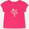 Organic Cotton Jersey T-Shirt, Flowers Pink - T-Shirts - 1 - thumbnail