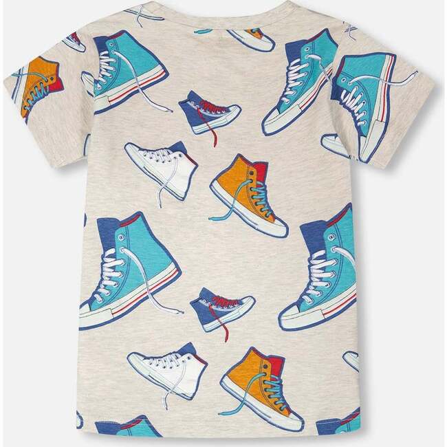 Organic Cotton Jersey T-Shirt, Grey Mix Printed Shoes - T-Shirts - 5