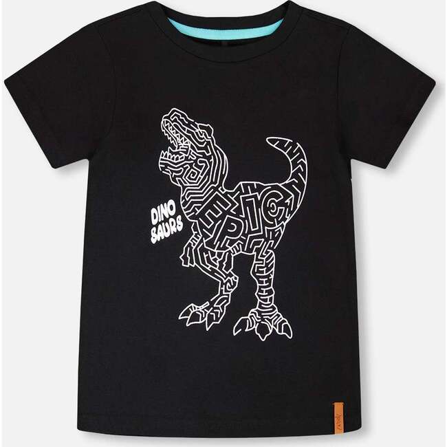 Organic Cotton Jersey T-Shirt, Dino Black
