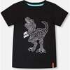 Organic Cotton Jersey T-Shirt, Dino Black - T-Shirts - 1 - thumbnail