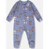 Organic Cotton Baby One-Piece Pajamas, Blue Printed Dogs - Pajamas - 1 - thumbnail