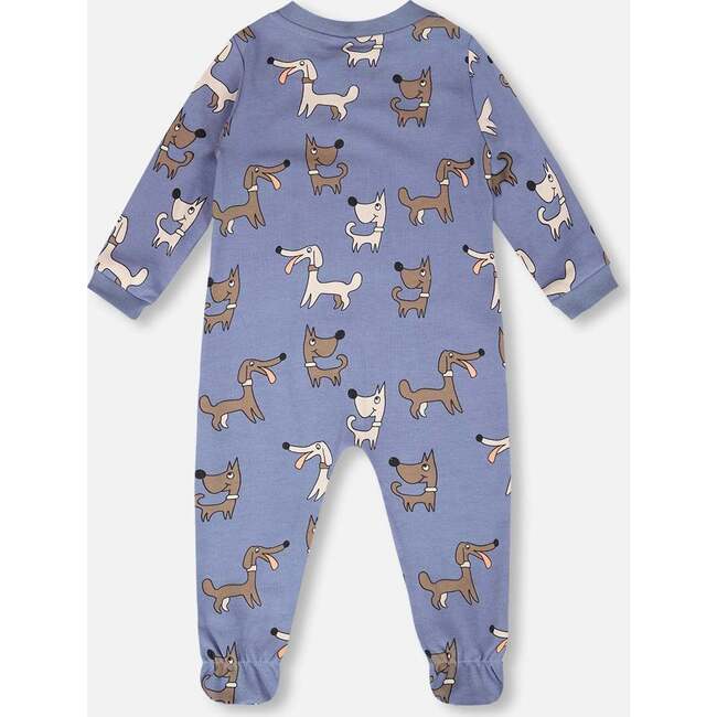 Organic Cotton Baby One-Piece Pajamas, Blue Printed Dogs