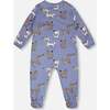 Organic Cotton Baby One-Piece Pajamas, Blue Printed Dogs - Pajamas - 2 - thumbnail