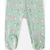 Organic Cotton Baby One-Piece Pajamas, Green Kitten Print - Pajamas - 3 - thumbnail