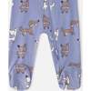 Organic Cotton Baby One-Piece Pajamas, Blue Printed Dogs - Pajamas - 3 - thumbnail