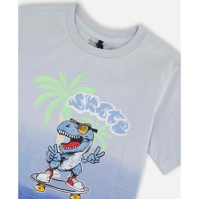 Organic Cotton Jersey T-Shirt, Gradient Pale Blue - T-Shirts - 4