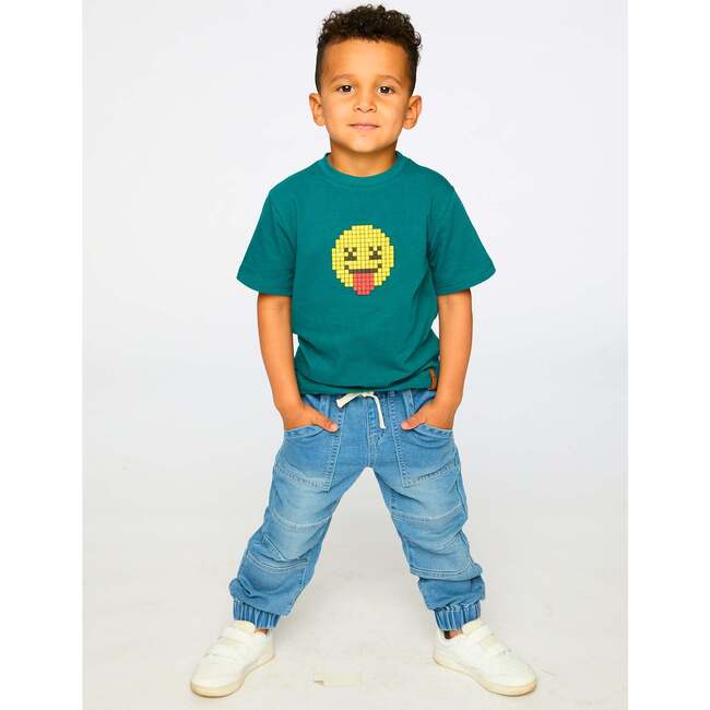 Organic Cotton Jersey T-Shirt, Dark Turquoise - T-Shirts - 3