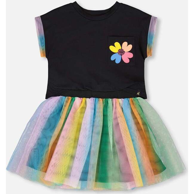 Organic Cotton And Mesh Dress, Black