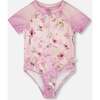 One-Piece Swimsuit, Purple Flower Print - One Pieces - 1 - thumbnail
