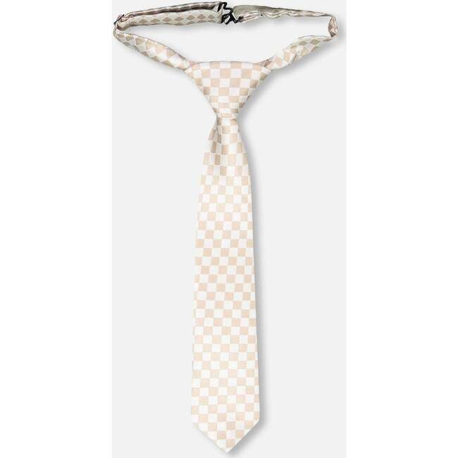 Neck Tie, White And Sand Check