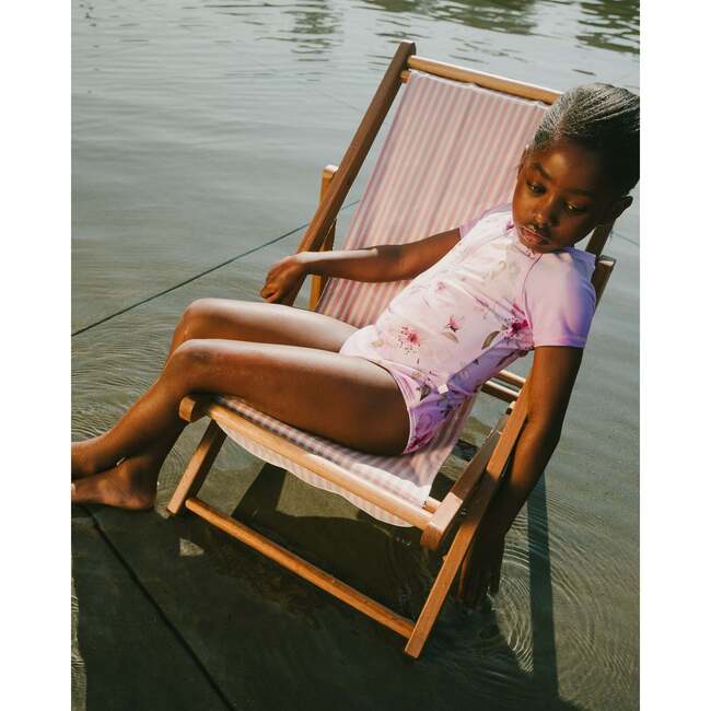 One-Piece Swimsuit, Purple Flower Print