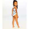 One-Piece Swimsuit, Blue Flamingo Print - One Pieces - 2