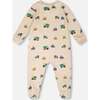 Organic Cotton Baby One-Piece Pajamas, Beige Printed Trucks - Pajamas - 2 - thumbnail