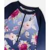 One-Piece Long Sleeve Rashguard, Blue With Roses Print - One Pieces - 5