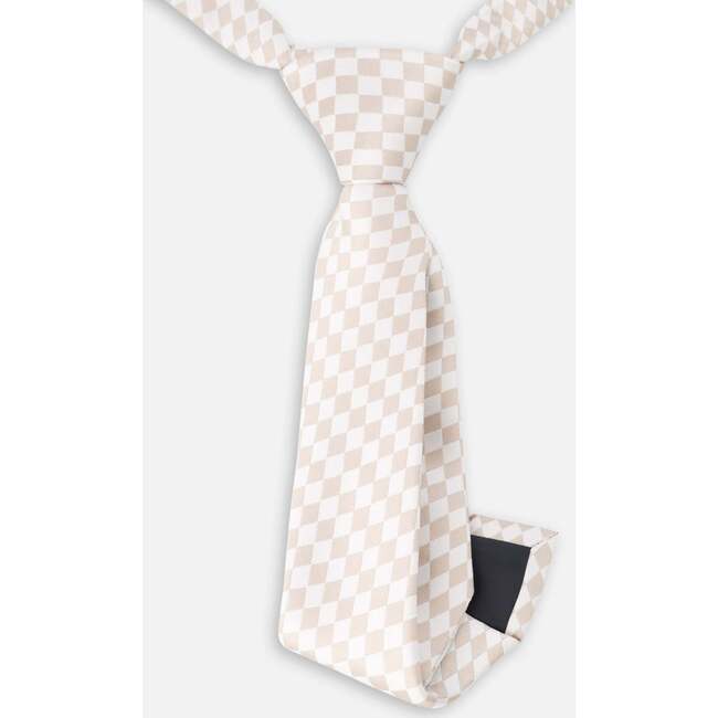 Neck Tie, White And Sand Check - Bowties & Ties - 3