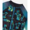 One-Piece Long Sleeve Rashguard, Ombre Black Surf Print - One Pieces - 5