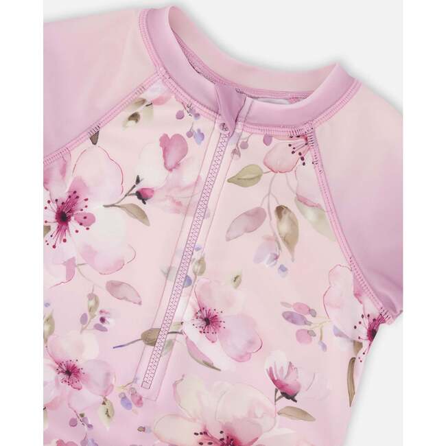 One-Piece Swimsuit, Purple Flower Print - One Pieces - 6