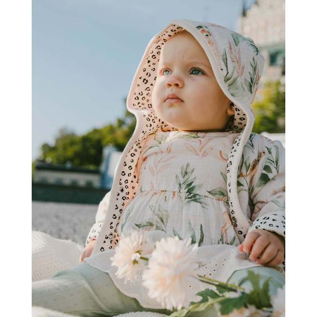 Muslin Tunic And Pointelle Leggings Set, Peach Deer Print & Green