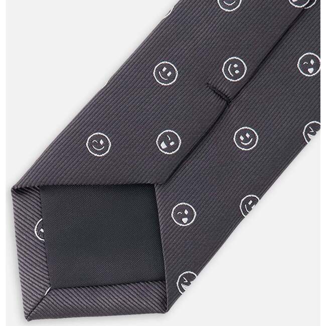Neck Tie, Black Printed Smiles