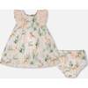 Muslin Dress And Bloomer Set, Peach Deer Print - Dresses - 1 - thumbnail