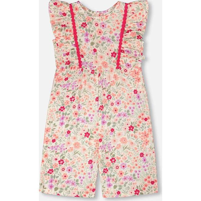 Muslin Jumpsuit, Off White Printed Flowers