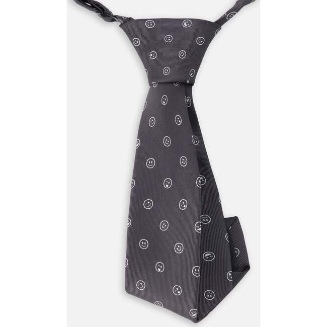 Neck Tie, Black Printed Smiles - Bowties & Ties - 3